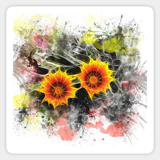 Glowing yellow daisies on white Sticker